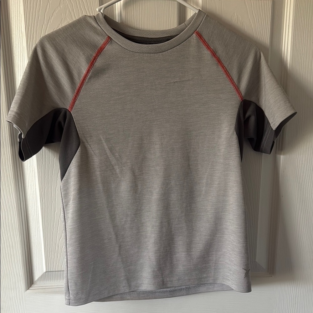 Gray Athletic T-Shirt with Orange Accents